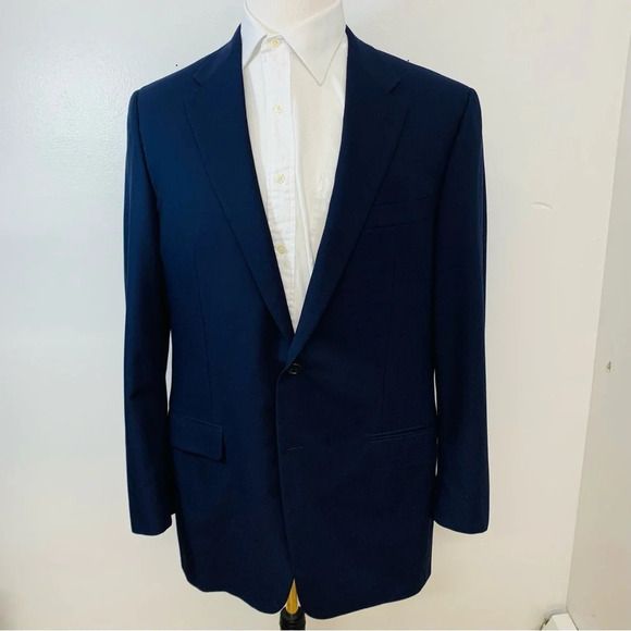 Hickey Freeman Sport Coat Blazer Men 42 Long Worsted Wool Navy Blue 2 Button - Picture 1 of 15